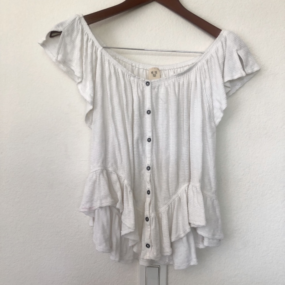 We the free by free people white boho off shoulder white top M button front